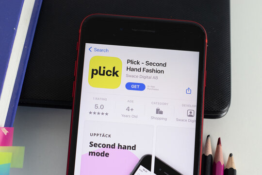 New York, USA - 1 June 2021: Plick mobile app logo on phone screen, close-up icon, Illustrative Editorial.