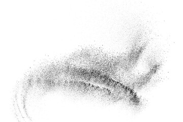 Obraz premium Black grainy texture isolated on white background. Dust overlay. Dark noise granules. Digitally generated image. Vector design elements. Illustration, Eps 10.