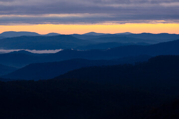 Blue Ridge Mountains sunrise overlook.