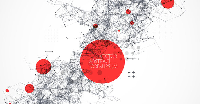 Abstract polygonal vector background with connecting dots and lines. Plexus effect digital data visualization.