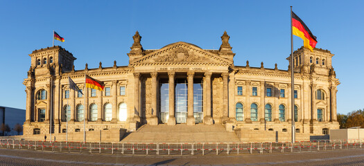 Fototapeta na wymiar Berlin Reichstag Bundestag Parliament Government building panoramic view in Germany