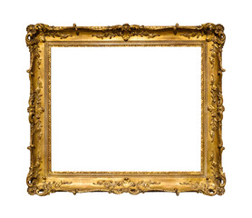 old ornamental golden picture frame isolated