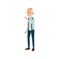 aged korean man choosing dish on digital screen in restaurant cartoon vector. aged korean man choosing dish on digital screen in restaurant character. isolated flat cartoon illustration