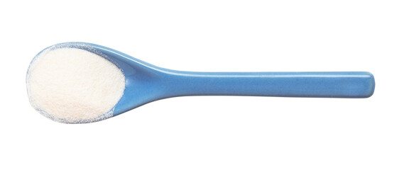 top view of agar powder in ceramic spoon isolated