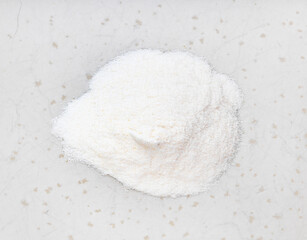 top view of pile of agar powder close up on gray