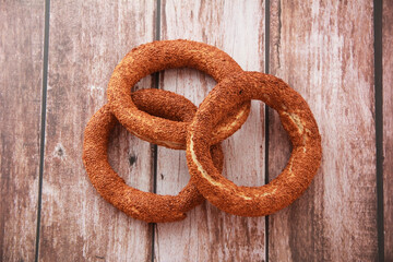 traditional oriental pastries turkish bagels simit with sesame seeds