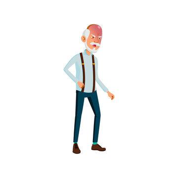 angry elderly man quarrelling with service worker cartoon vector. angry elderly man quarrelling with service worker character. isolated flat cartoon illustration
