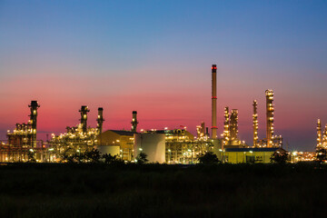 Morning scene of oil refinery plant and power plant of Petrochemistry