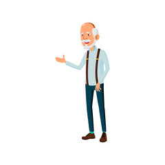 happiness mature adult man talking with sales manager in store cartoon vector. happiness mature adult man talking with sales manager in store character. isolated flat cartoon illustration