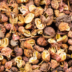 dried pink sichuan pepper close up