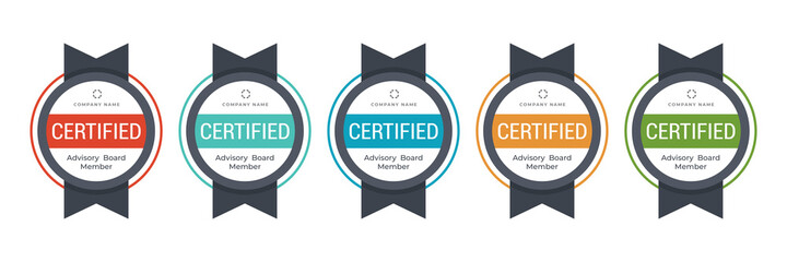 Certified badge logo design. Professional certification category or criteria. Vector badge illustration template. - obrazy, fototapety, plakaty