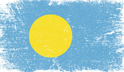 Fototapeta na wymiar Palau flag with grunge texture