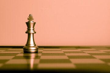 Closeup of chess characters on board games. to represent decision making in term of business strategy to find out the best solution to meet target objective and goal.	