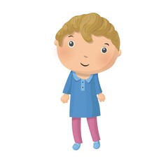 Cute little cartoon boy isolated on white background. Vector illustration.