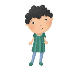 Cute little cartoon boy isolated on white background. Vector illustration.