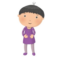 Cute little cartoon boy isolated on white background. Vector illustration.