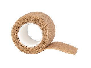 Brown medical bandage elastic isolated on the white background