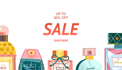 Fragrance bottle banner for Sale at the cosmetics store