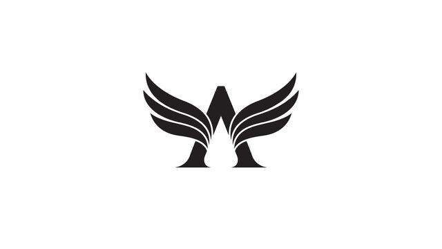 Creative Black Wings A Letter alphabet Logo Vector