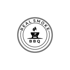 Barbecue logo icon badge vector illustration design