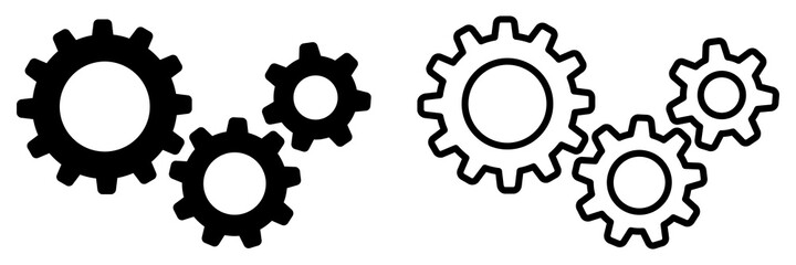 Set of gears icons. Setting gears icon, cogwheel group. Settings. Vector illustration. - obrazy, fototapety, plakaty