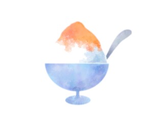 かき氷　マンゴー　オレンジ