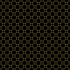 Abstract golden circle patterns on dark background, Abstract vector wallpaper, Seamless pattern background.