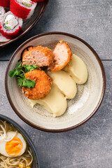 childrens menu cutlet and mashed potatoes, Restaurant serving dish