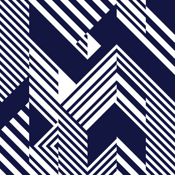 Seamless pattern with navy blue white striped lines