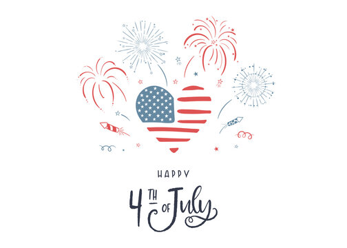 Cute hand drawn 4th of July design, lovely doodles, great for invitations, banners, wallpapers, cover image - vector design