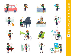 趣味とライフスタイルに関する黒人ビジネス女性のセット。Aタイプ