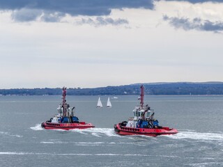 tug boats in the Solent Hampshire England