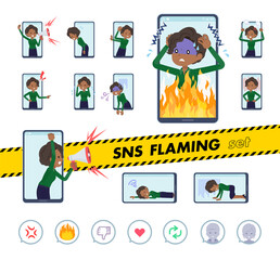 SNS炎上に関する黒人ビジネス女性のセット