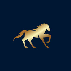 gold horse logo vector design logo template