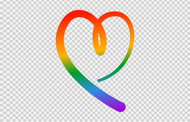 Heart shape rainbow LGBT flag isolated on png or transparent  background, Symbol of LGBT gay pride,vector illustration
