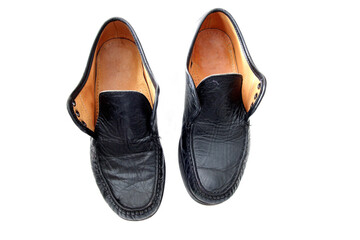 old black leather shoes