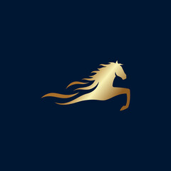 Obraz na płótnie Canvas gold horse head logo vector design logo template