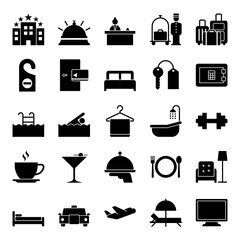 Hotel icon collection - vector silhouette and illustration
