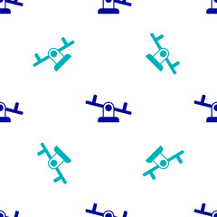 Blue Seesaw icon isolated seamless pattern on white background. Teeter equal board. Playground symbol. Vector