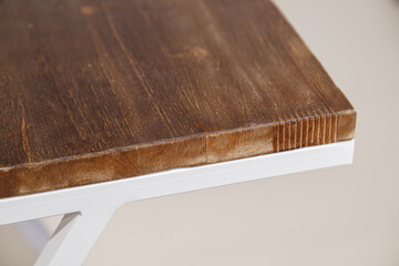 Fototapeta premium Metal frame and wood coffee table