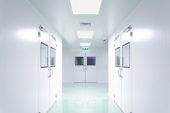 Cleanroom in manufacturing pharmaceutical plant, Green epoxy system flooring, Sandwich Panel, door, and double glass window