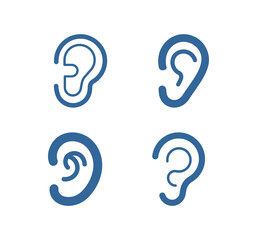 Ear line icon set. Listening