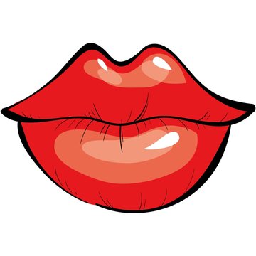 Kissing lips vector red lipstick lip illustration on white