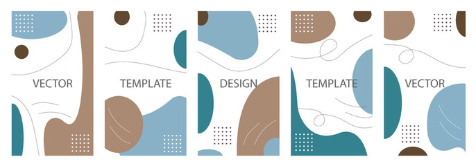 Vector set of non-ordinary backgrounds in minimalistic trendy style for story and social media design template	