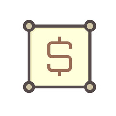 Land plot vector icon. Consist of empty area, position pin point, road and location. Real estate or property for housing subdivision, development, owned, sale, rent, buy or investment. 48x48 pixel.