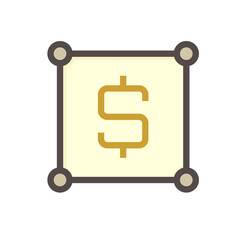 Land plot vector icon. Consist of empty area, position pin point, road and location. Real estate or property for housing subdivision, development, owned, sale, rent, buy or investment. 48x48 pixel.