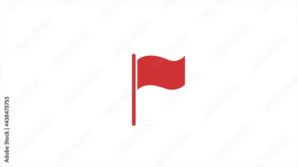 Poster animated icon with red flag point icon on white background for navigation app design. modern video