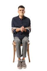 Male hostage on white background