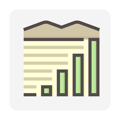 Land values vector icon. Consist of area, growth graph or value investing. For land investment concept, profit, wealth, value, income. Also for business i.e. owned, sale, develop, rent, buy. 48x48 px.