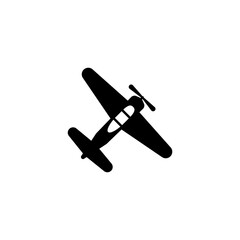Vintage Plane, Retro Biplane, Old Airplane. Flat Vector Icon illustration. Simple black symbol on white background. Plane Retro Biplane Old Airplane sign design template for web and mobile UI element.